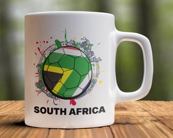 South Africa Soccer Country Mug, South Africa Coffee Mug, South African Flag Mug, South Africa Fan, Soccer Coffee Cup, Soccer Lovers Gift