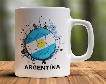 Argentina Soccer Country Mug, Team Argentina Coffee Mug, Argentina Flag Mug, Mug for Argentina Fan, Soccer Coffee Cup, Argentina Soccer Gift