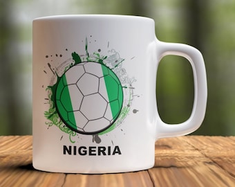 Kubek piłkarski Nigeria, kubek do kawy drużyny Nigeria, kubek z flagą Nigerii, kubek dla fana Nigerii, kubek do kawy piłkarskiej, prezent dla miłośnika nigeryjskiej piłki nożnej