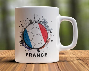 Frankreich Fußball Country Tasse, französische Kaffeetasse, Team Frankreich Flagge Tasse, Tasse für französischen Fan, französische Fußballkaffeetasse, Fußball-WM Geschenk