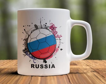 Rysk fotbollsmugg, kaffemugg för det ryska laget, rysk flaggamugg, mugg för ryskt fan, fotbollskaffekopp, present till rysk fotbollsälskare, tränarpresent