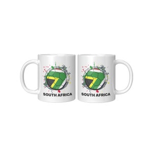 South Africa Soccer Country Mug, South Africa Coffee Mug, South African Flag Mug, South Africa Fan, Soccer Coffee Cup, Soccer Lovers Gift image 2