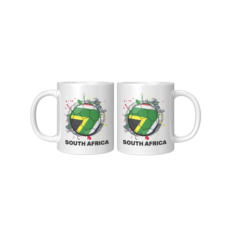 South Africa Soccer Country Mug, South Africa Coffee Mug, South African Flag Mug, South Africa Fan, Soccer Coffee Cup, Soccer Lovers Gift image 2