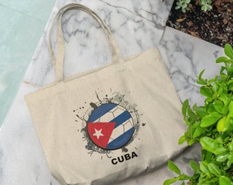 Cuba Fan Soccer Bolsa deportiva grande, Bolsa de mano de mamá de fútbol, Bolsa de día de juego de fútbol, Bolsa de mano de viajero, Bolsa de mano amante de los deportes, Idea de regalo de mamás de fútbol
