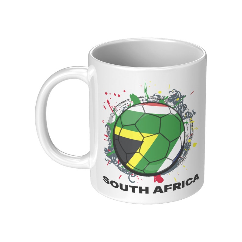 South Africa Soccer Country Mug, South Africa Coffee Mug, South African Flag Mug, South Africa Fan, Soccer Coffee Cup, Soccer Lovers Gift image 3