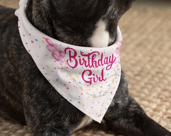 Happy Birthday Dog Bandana Birthday Girl Rainbow Confetti Squares Tie-On Dog Bandana First Birthday Puppy Bandana New Puppy Birthday Girl