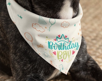 Happy Birthday Dog Bandana Birthday Boy Rainbow Confetti Squares Tie-On Dog Bandana First Birthday Puppy Bandana New Puppy Birthday Boy Cat