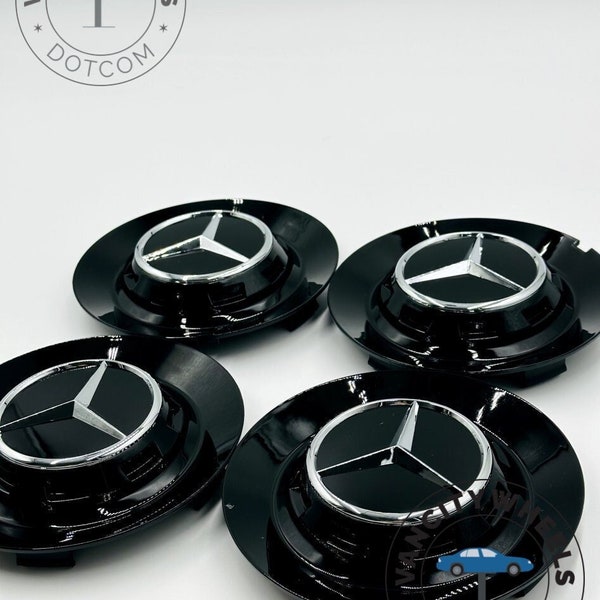 Mercedes Benz 146 mm glänzend schwarze Radnabenabdeckung TY006 Für Mercedes Benz Räder, Mercedes Benz 146 mm Nabenkappenabdeckungen schwarz