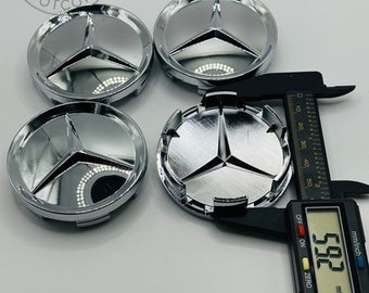 Set Of 4 Mercedes Benz Chrome Alloy Wheel Center Caps 64mm, Center Hub Caps For Mercedes Benz 64mm