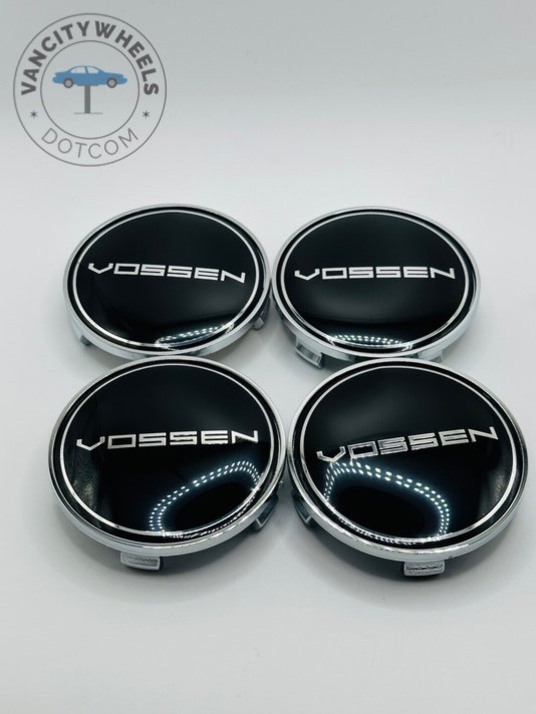 Set of 4 Black VOSSEN Alloy Wheel Center Caps 68mm, Black Center Hub