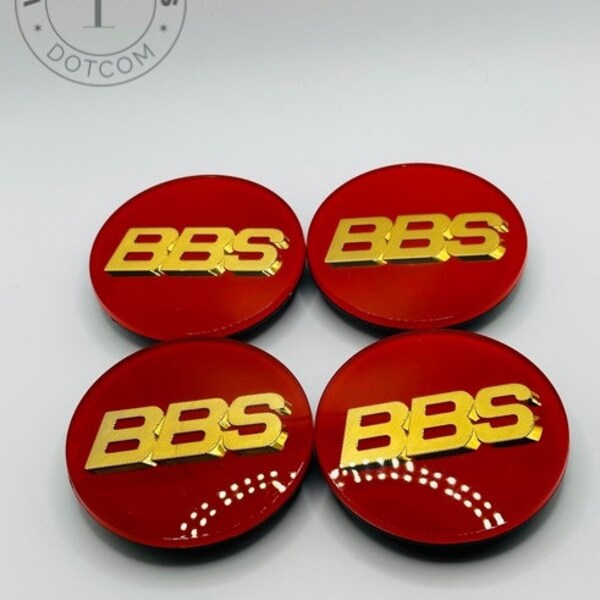 Set of 4 Red/Gold BBS Alloy Wheel Center Caps 69mm, Red/Gold Center Hub Caps for BBS Cars 69mm