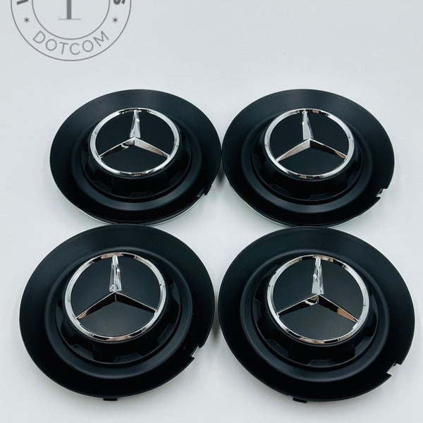 Juego de 4 tapacubos centrales de aleación negros Mercedes Benz C-1028 de 146 mm, tapacubos centrales negros para Mercedes Benz de 146 mm