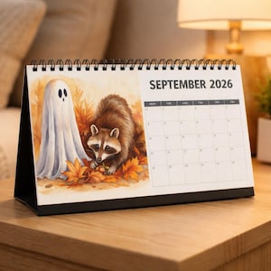 Ghost Desk Calendar: 10" x 5"  monthly date book, Gothic office decor