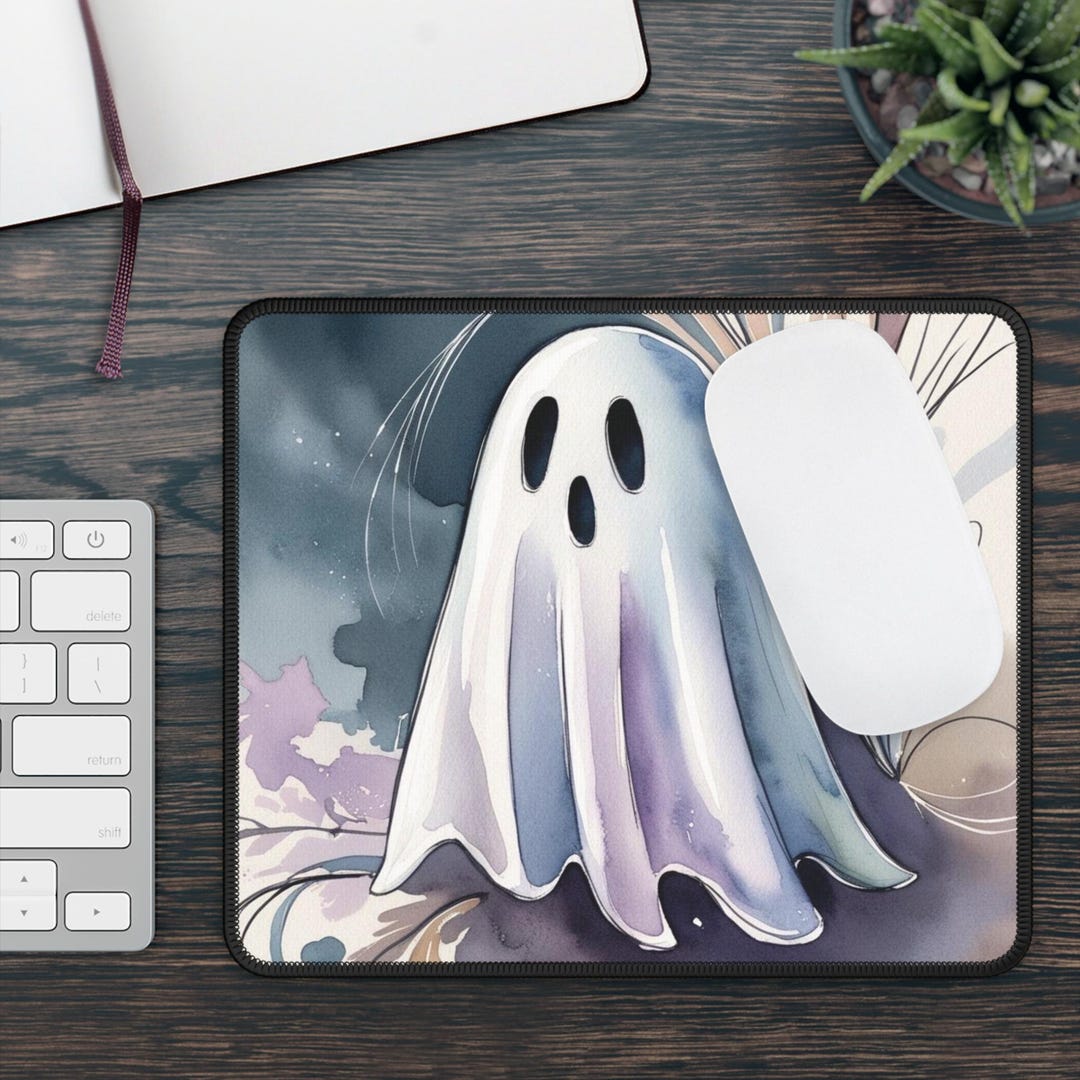 Kawaii Ghost Gaming Mouse Pad: Spooky Watercolor Desk Decor - Etsy