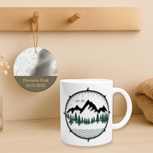Personalisiertes Abenteuer Geschenkset | Benutzerdefinierte Wegkarte Ornament und Tasse |Erkundung Liebhaber |Trail Buddy Geschenk für sie