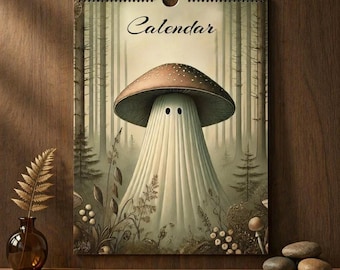 Mushroom Ghost Calendar | Cottagecore Wall Calendar