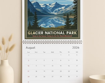 Retro National Parks Calendar: Scenic US Landscapes, Vintage Poster Art Style