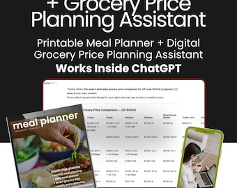 Weekly Monthly Meal Planner | Grocery Price Assistant (Digital Download)