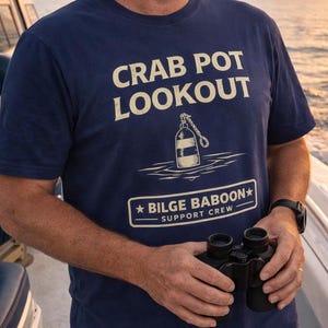 T-shirt belvédère de casier de crabe | Chemise d'équipage de bateau de pêche nautique