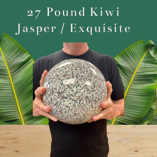 Huge Kiwi Jasper Crystal Ball 203mm 27 Pounds, Statement Piece, Big Kiwi Jasper Stone Sphere, Large Crystal Ball