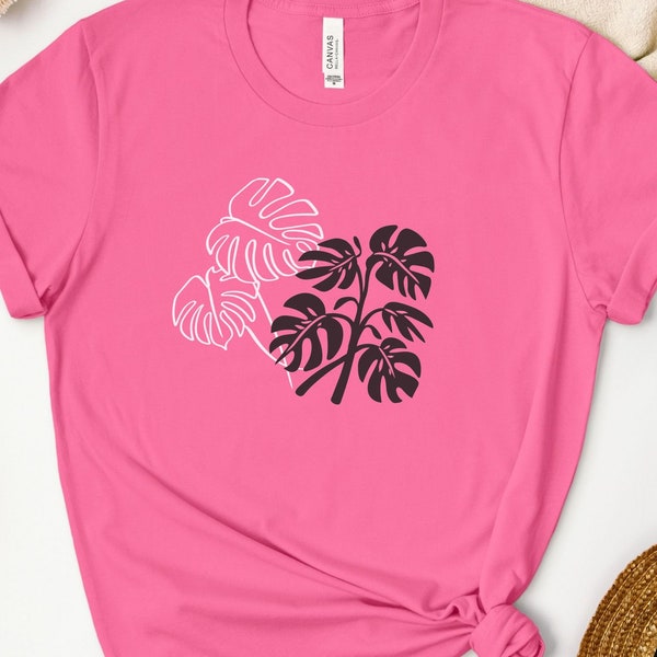 Monstera Leaf Design T-Shirt, Tropical Plant Graphic Tee, Unisex Nature Inspired Shirt, Stylish Botanical Clothing