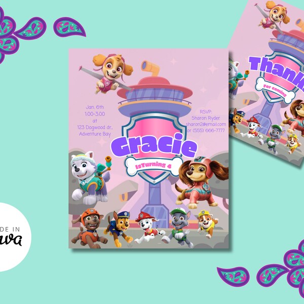 Paw Patrol Invitations - Etsy