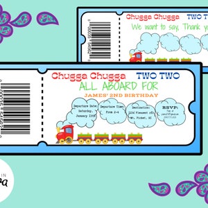 Chugga Chugga Two Two Train Birthday Invitation- Instant Download - Editable- Printable