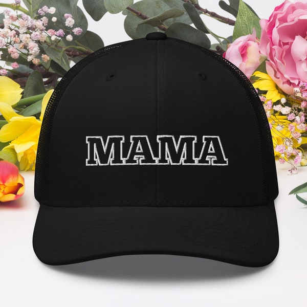 MAMA Embroidered Trucker Cap, Mama Hat, Mother's Day Gift, Gift for Mom, Mom Hat, Trucker Hat, Mesh Hat, Baseball Mom Hat