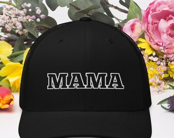 Cappellino da camionista MAMA ricamato, retro in rete, cappello da mamma