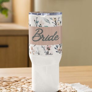 Personalized Travel mug with a handle, Bridal Party Custom Mug, Gift for Bridal Party, Gift for Bachelorette Party, Gift for Bride