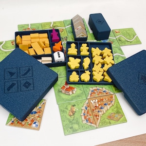 Personalised Carcasonne Meeple and Add-on Boxes Set | Carcasonne Boardgame Organiser | Customisable in many colors  | 3D Printed