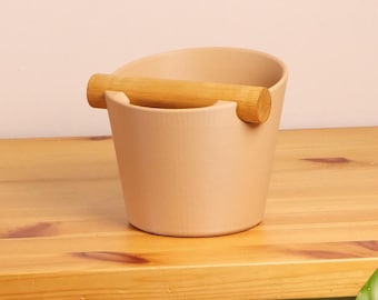 Caja nórdica para café de KNOCDIC® con barra de madera maciza para golpear / Texto personalizado, regalo único para amantes del café, posos de café