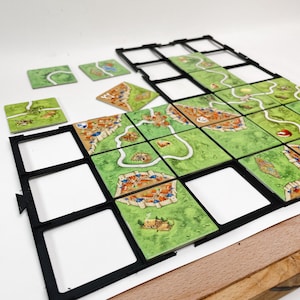 Carcasonne tile grids with optional grid holder | Customisable in many colors | Carcasonne Tile Organiser 3D Printed