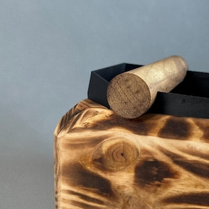 The Africa | Pine wood coffee knock box with iroko knock bar | Unique gift for coffee lovers | Barista knock box customisable grinds storage