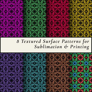 8 Kaleidoscope Geometric Patterns for Stationery, Special Occasions, Planner Covers Seamless Backgrounds, Digital Sublimation Scrapbooking