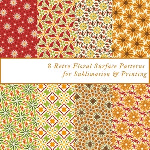 Retro Floral Digital Papers for Sublimation Designs, Vintage Flower Backgrounds, Scrapbooking, Tin Can Crafts, Origami  & Decoupage Paper