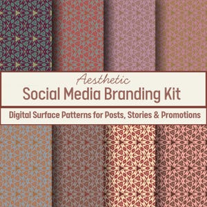 8 esthetische social media-branding, naadloze patronen, digitale gehaakte texturen voor contentmakers, Instagram-feed en verhaalachtergronditems