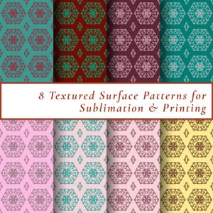 8 Hexagon Seamless Patterns Bundle, Surface Design Digital Paper, Commercial Use Textiles, Print On Demand Graphics for Artists & Designers