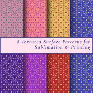 8 Modern Retro Textured Patterns, POD Sublimation, Commercial Use, Home, Apparel, Homeware, Kitchenware, Stationery Surface Design Artwork