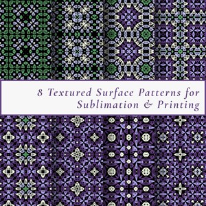 8 Purple Seamless Surface Patterns: Sublimation, Textile Design, Digital Paper, Printable Textured Craft Art Backgrounds, Custom Packaging