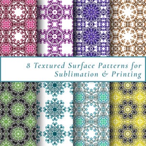 8 Seamless Textured Patterns for Sublimation, POD Shop Commercial Digital Paper, High-Res Surface Design Bundle,  Custom Apparel, Home Decor