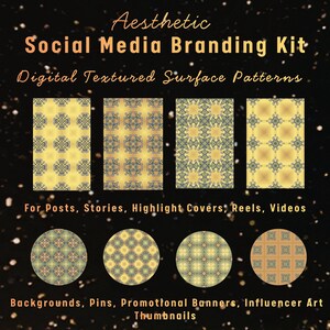 8 Ombre Yellow Aesthetic Social Media Branding, Textured Patterns for Craft Content Creator, Instagram Feed, Story Template, Zoom Background