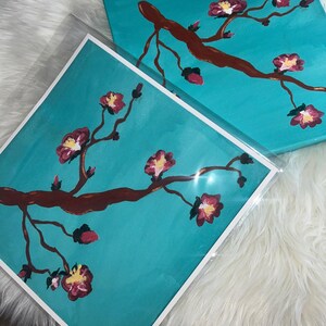 Cherry Blossom Archival Art Print | 12.5x12.5 Inches Square Print | Sakura Wall Art | Acrylic Painting Print | Floral Artwork