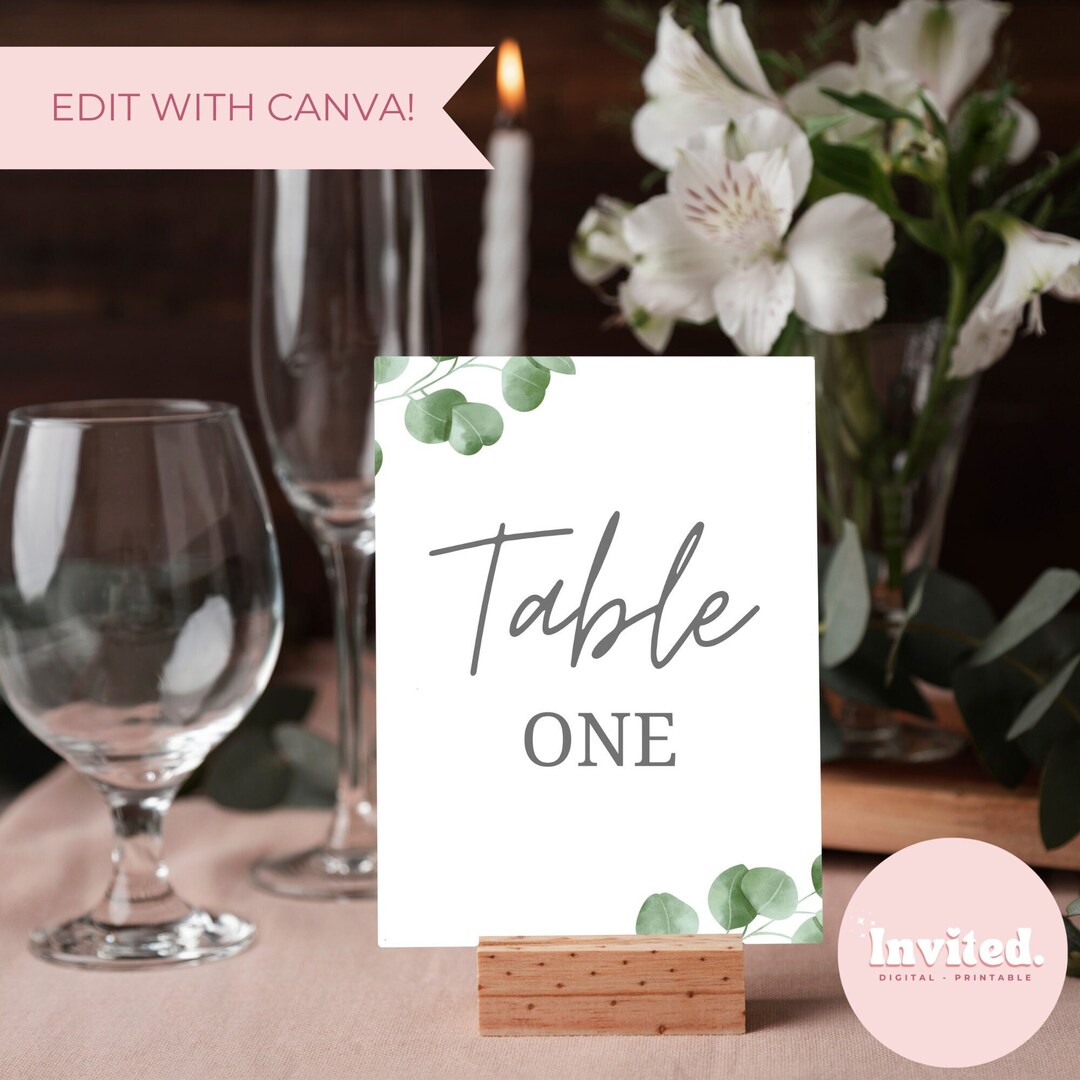 Digital Table Number Template, Printable, 5x7 Template, Wedding ...