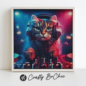 Feline Groove Master 14 Contagem Gráfico de Ponto Cruz Download Digital Gráfico PDF Download Instantâneo Padrão de Ponto Cruz para Iniciante