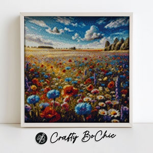 Blossoming Bliss 14 Count Cross Stitch Chart Digitale Download PDF-grafiek Instant Download Beginner Cross Stitch Patroon