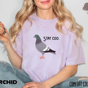 Stay Coo Comfort Colors Shirt, Funny Pigeon Tees, Cute Bird Silly Meme Saying, Cool Birding Motivate Gift, Sarcastic Slogan Comical Clothes