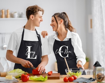 Custom Initial Long Bakery Apron: Custom Letter Apron, Personalized Chef Hat