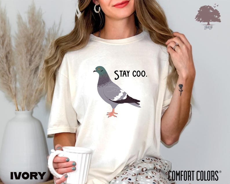 Stay Coo Comfort Colors Shirt, Funny Pigeon Tees, Cute Bird Silly Meme Saying, Cool Birding Motivate Gift, Sarcastic Slogan Comical Clothes