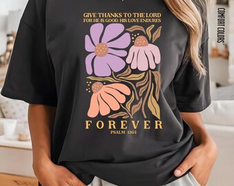 Comfort Colors Christian Bible Verse Boho T-Shirt,  Faith Floral Tee